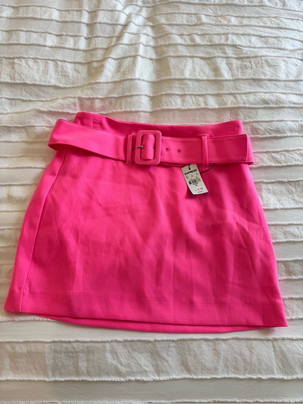 Express Hot Pink Belted Mini Skirt